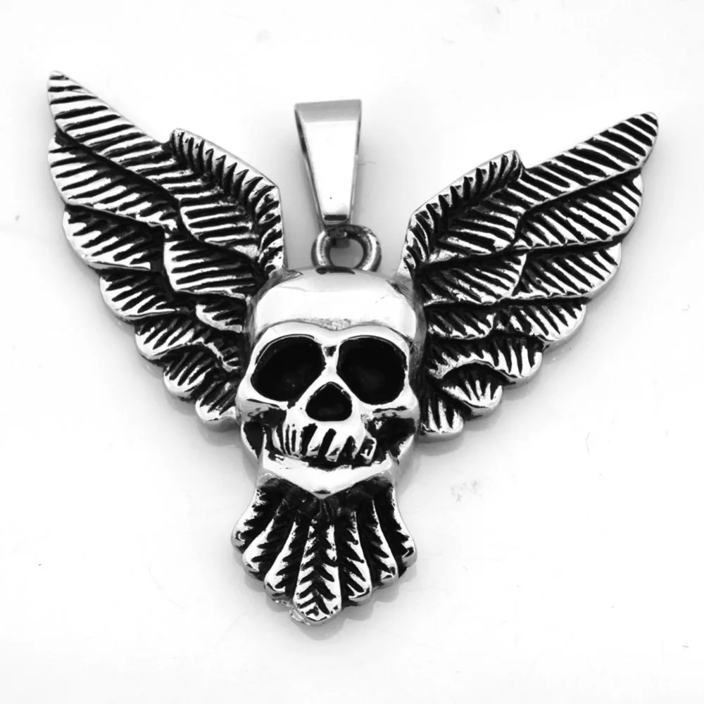 Кулон череп с крыльями FSP16W27 из нержавеющей стали | Украшения и аксессуары