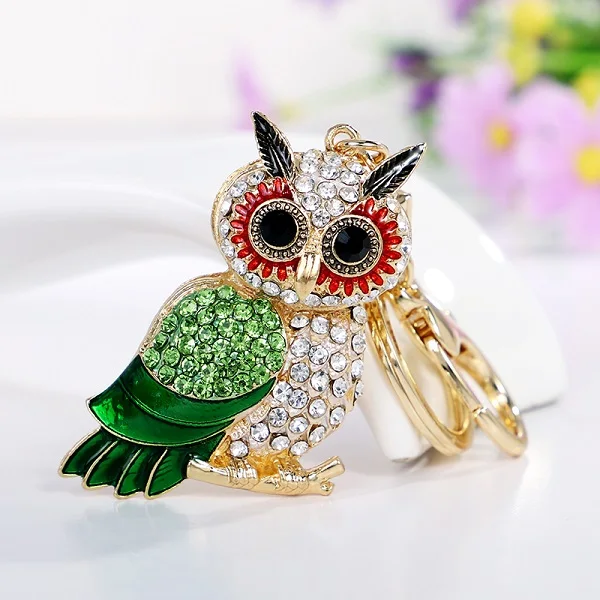 CHY-5258Green EASYA, дизайн, кристалл, Сова, брелок, полный, стразы, брелок для ключей, держатели для ключей для женщин, сумка, аксессуары, милые животные, автомобильный брелок - Цвет: CHY-5258Green