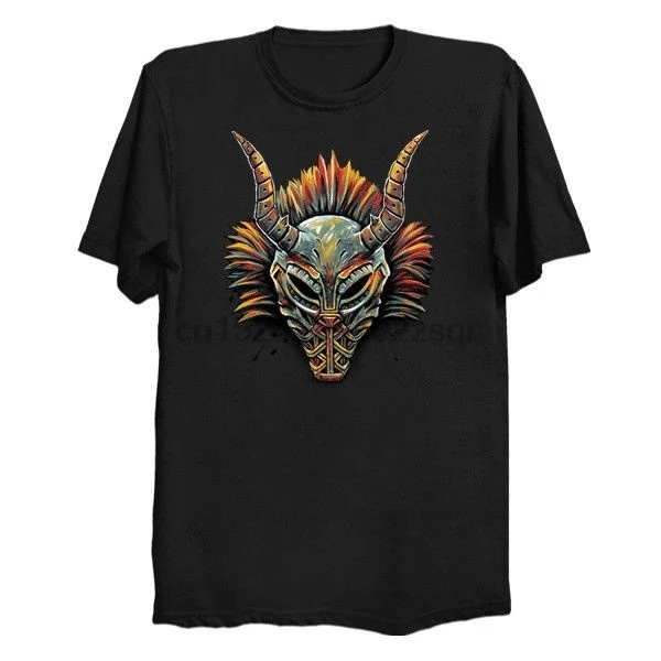 Уличный стиль Killmonger Tribal Mask летние модные топы с круглым вырезом черные размеры