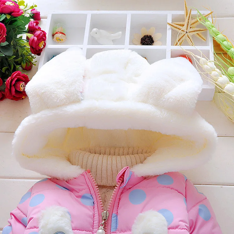 WEPBEL Winter New Girl Bunny Jacket Outwear Baby Kids Fashion Cartoon Cute Coats Heavyweight Warm Jackets | Детская одежда и обувь