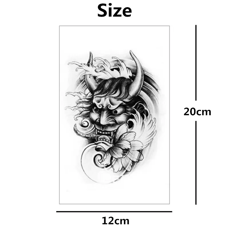 Временная татуировка SHNAPIGN с черным крупным рогатем боди-арт тату-наклейки 12*20 см