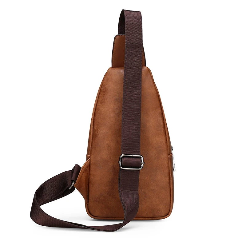 JEEP BULUO Brand Men Vintage Split Leather Satchel Man's Sling Bags High Quality Shoulder Chest Pack Bag For Young People Fangle