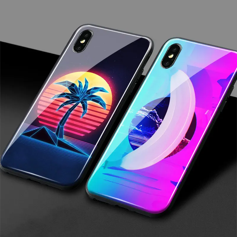 Неоновый Retrowave 80s винтажный художественный мягкий силиконовый стеклянный чехол для телефона чехол для iPhone 6 6s 7 8 Plus X XR XS 11 PRO MAX Shell