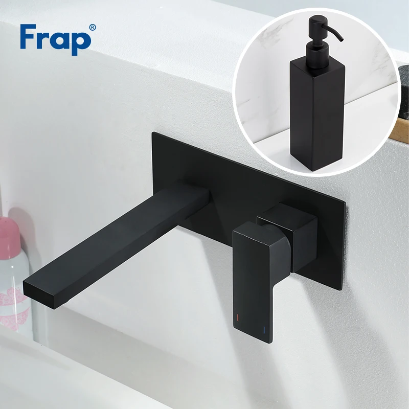 

Frap черный смеситель для раковины настенный кран с диспенсером для жидкого мыла Ванная комната смеситель для воды кран горячая холодная рак...
