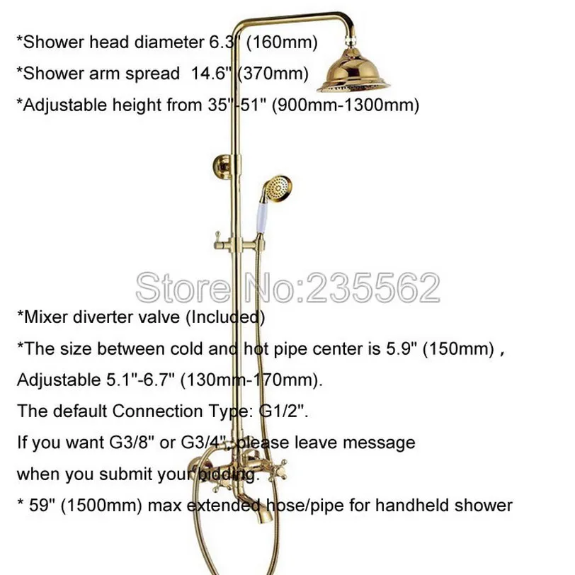 Modern Gold Color Brass Rain Shower Faucet Set Dual Handle Tub Mixer Tap With Hand lgf396 | Обустройство дома