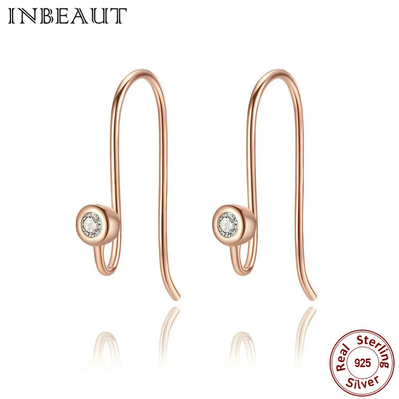 INBEAUT трендовые настоящие 925 пробы серебряные серьги принцессы Блестящий циркониевый камень cz серьги гвоздики для женщин Свадебные ювелирные изделия - Окраска металла: P445