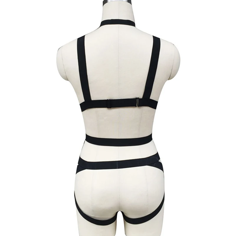 

Bondage Lingerie Adjustable Body Harness Bra Halloween Costume Woman Panties Burlesque Cage Belt with Garter Belt