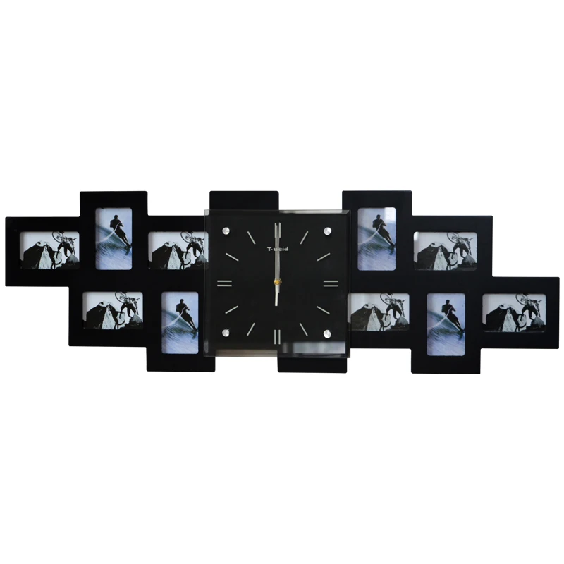 20 дюймовая большая цифровая деревянная настенная фоторамка с часами Декор для
