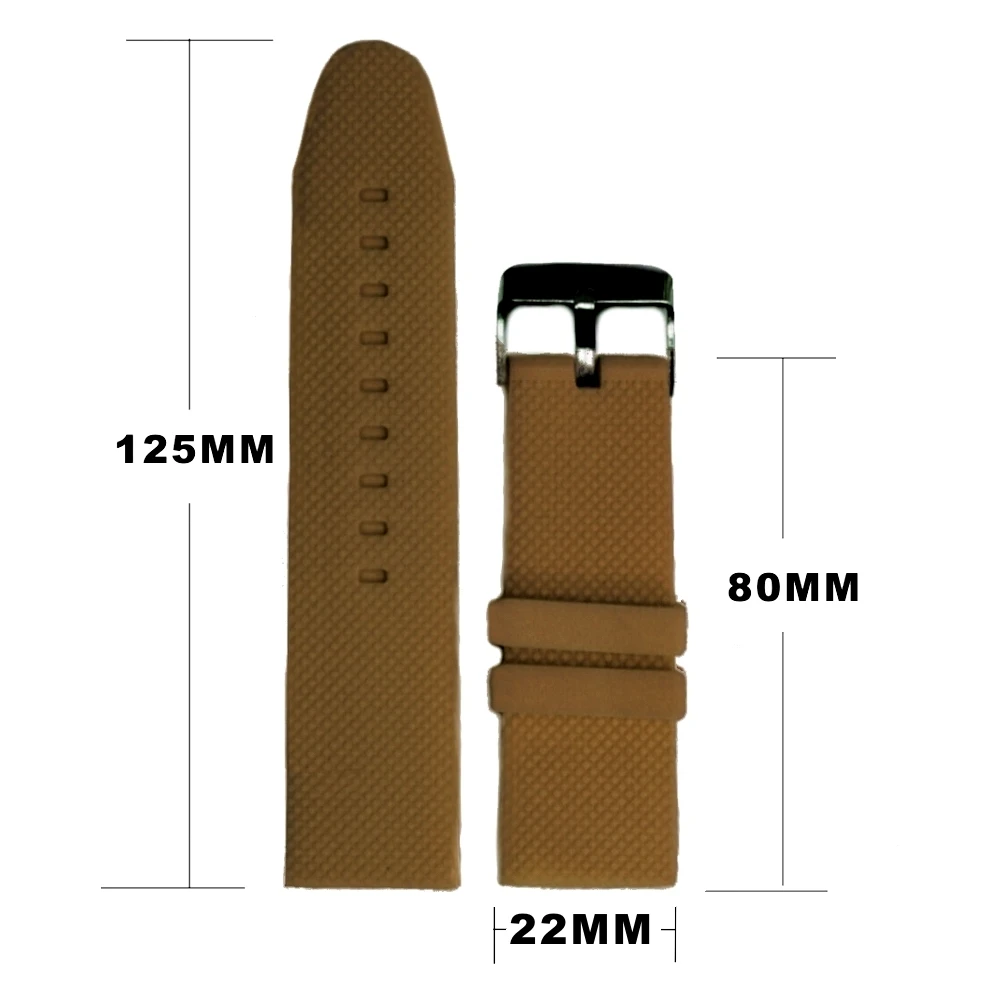 Ремешок для часов унисекс из силиконового желейного каучука 22 мм шоколада