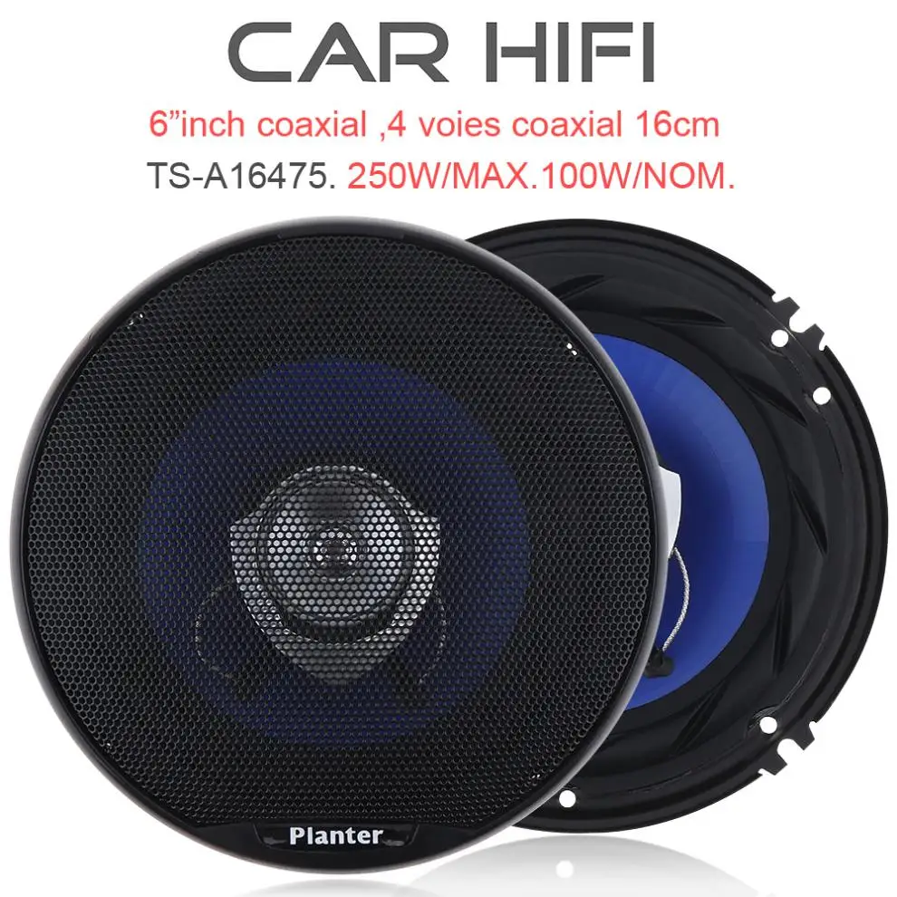 2pcs 12V 6.5 Inch 250W Car HiFi Coaxial Speaker Vehicle Door Auto Audio Music Stereo Full Range Frequency Speakers for Cars | Автомобили и