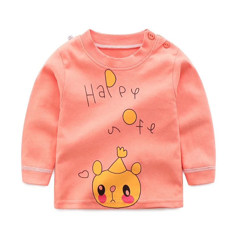 orange bear Новые осенние брендовые футболки для маленьких девочек и мальчиков детская весенняя одежда детская футболка костюм с принтом кролика футболки с длинными рукавами - Цвет: orange bear
