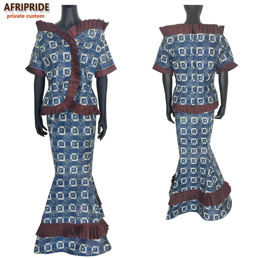 Женский хлопковый костюм из 2 предметов в африканском стиле Топ без бретелек с