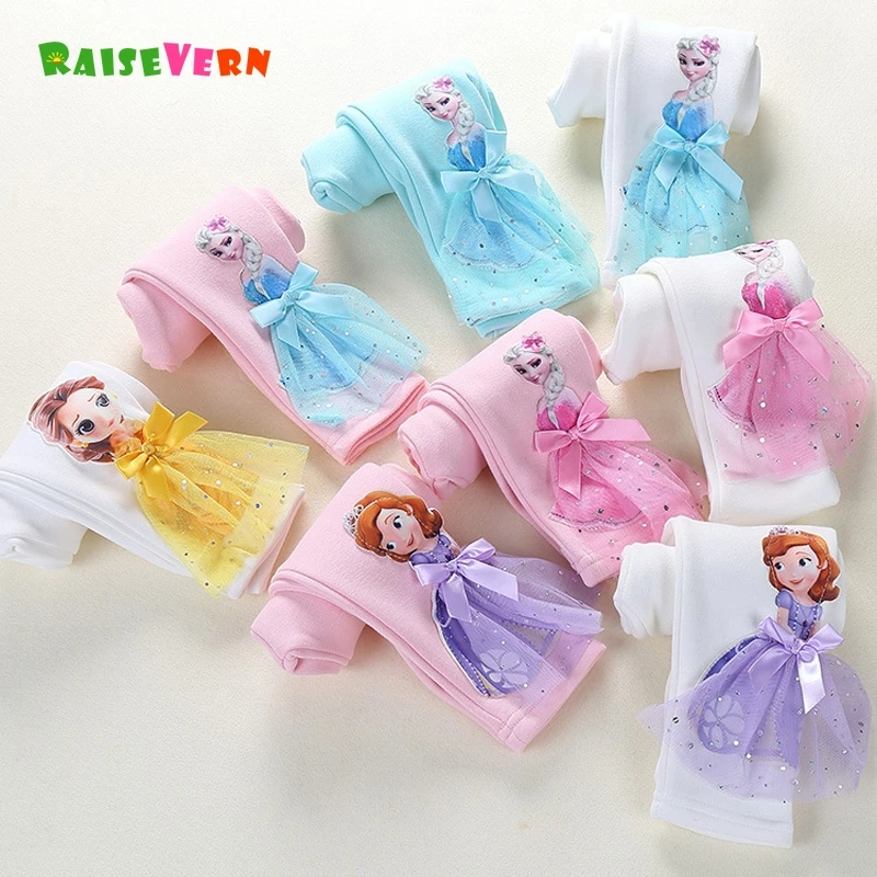 New Summer Girls Clothes Sets Cartoon Childen Cotton Tees Lace Princess T Shirt + Long Pants Leggings 3D Kids Clothing|Комплекты