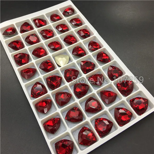 red TopStone 12 мм K9 стекло кристалл жир треугольной формы Pointback Стразы diy/аксессуары для одежды - Цвет: red