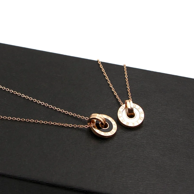 Женские двухкруглые подвески с римскими цифрами из нержавеющей стали белыми и