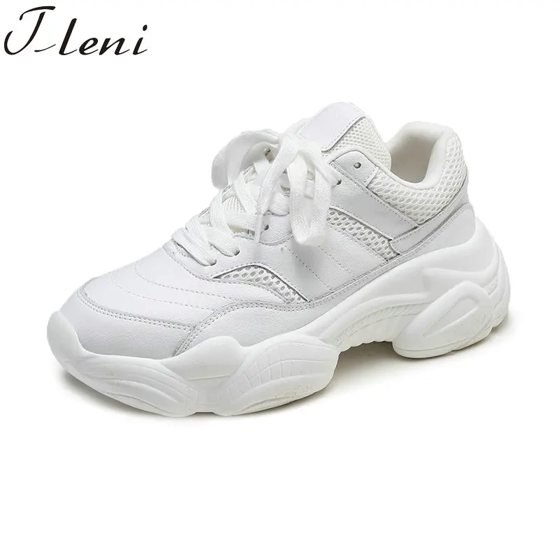2019 running Shoes Woman autumn Comfortable Breathable PU+Mesh Flats Female Platform Sneakers Women Chaussure Femme ZK-56 | Спорт и