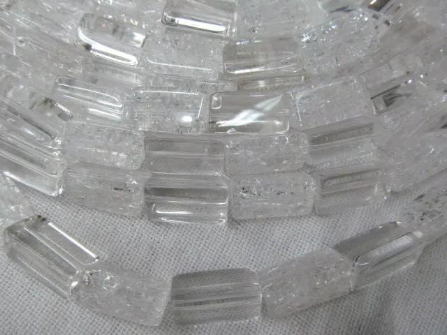 

high quality 8x16mm full strand gneuine natural quartz triangle column cracked clear white jewelry beads