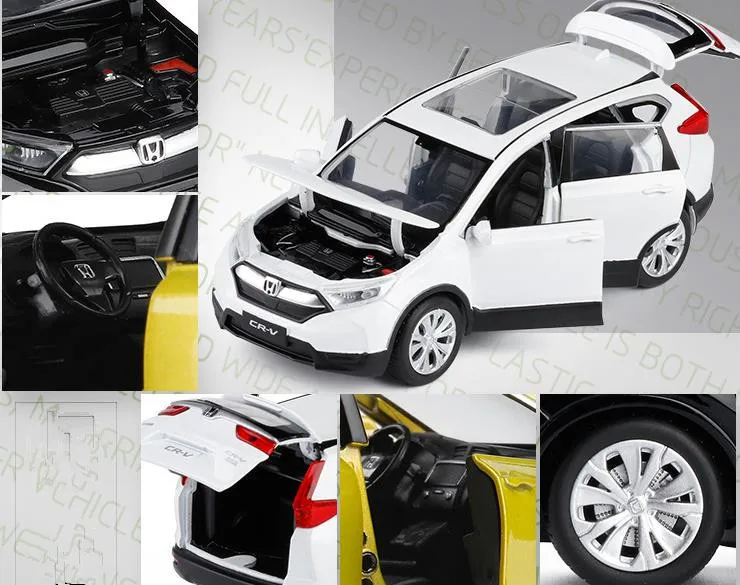 1:32 HONDA CRV модель автомобиля из сплава, литая под давлением металлическая игрушечная техника, звук и светильник, 4 открытые двери, оригинальная упаковка, изысканный подарок