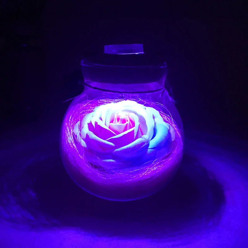 Светодиодный романтическая роза цветок ночной Светильник Лаки Бутылка RGB диммер потолочный светильник с 16 Цвет дистанционного праздничный подарок для любимой, гипоаллергенно девушка Украшения в спальню