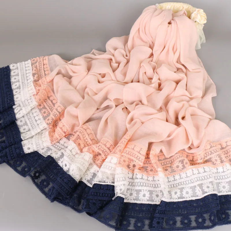 2017 Роскошные шали с кружевными краями однотонные хлопковые из вискозы простые