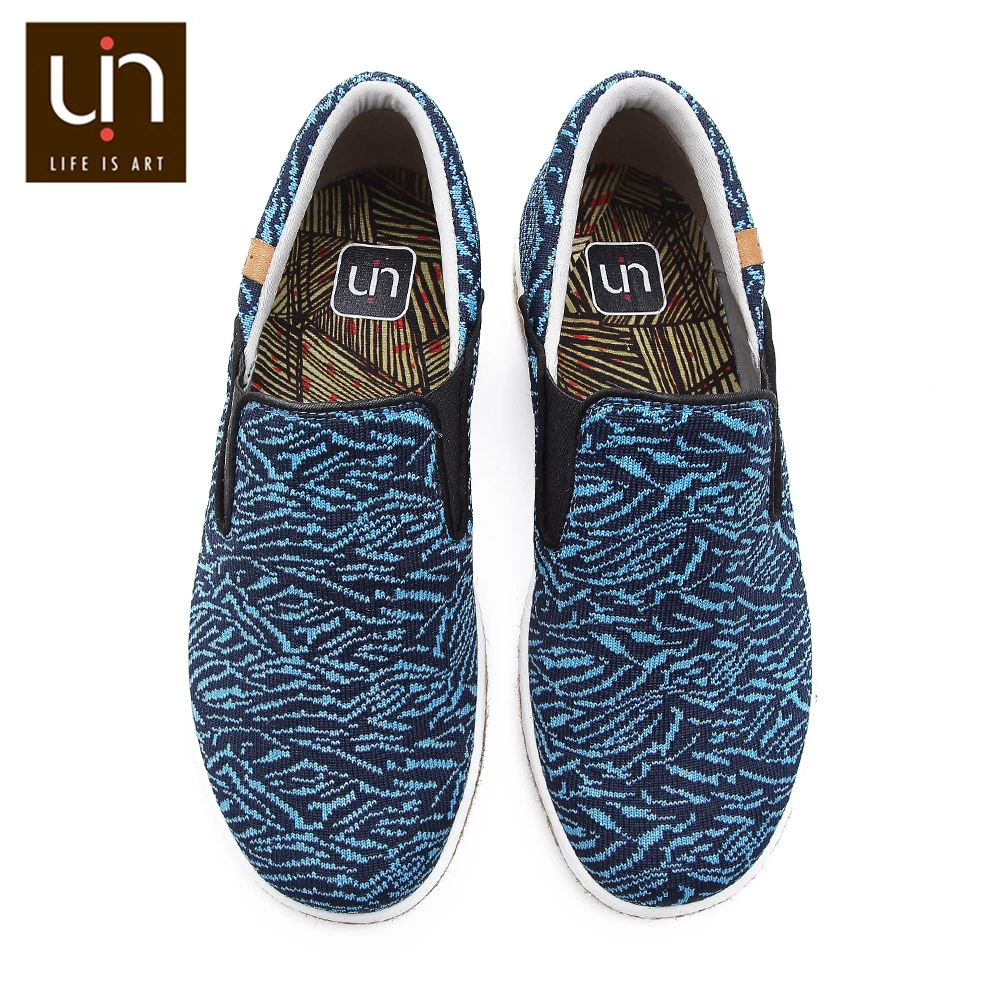 UIN Tijuana Design Knitted Casual Men Sneakers Breathable Slip-on Shoes Black/Blue Colors Male Loafers | Обувь