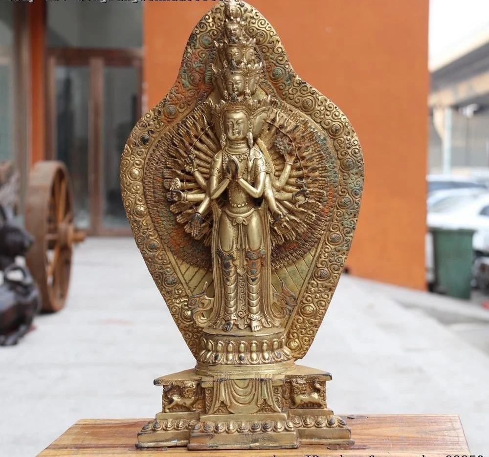 

Tibet Copper Bronze Avalokitesvara Kwan-yin Guanyin Bodhisattva Buddha Statue