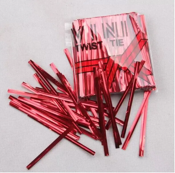 

4000 Pcs 10cm Red Twist Ties, Metallic Wire,For Cello Bag