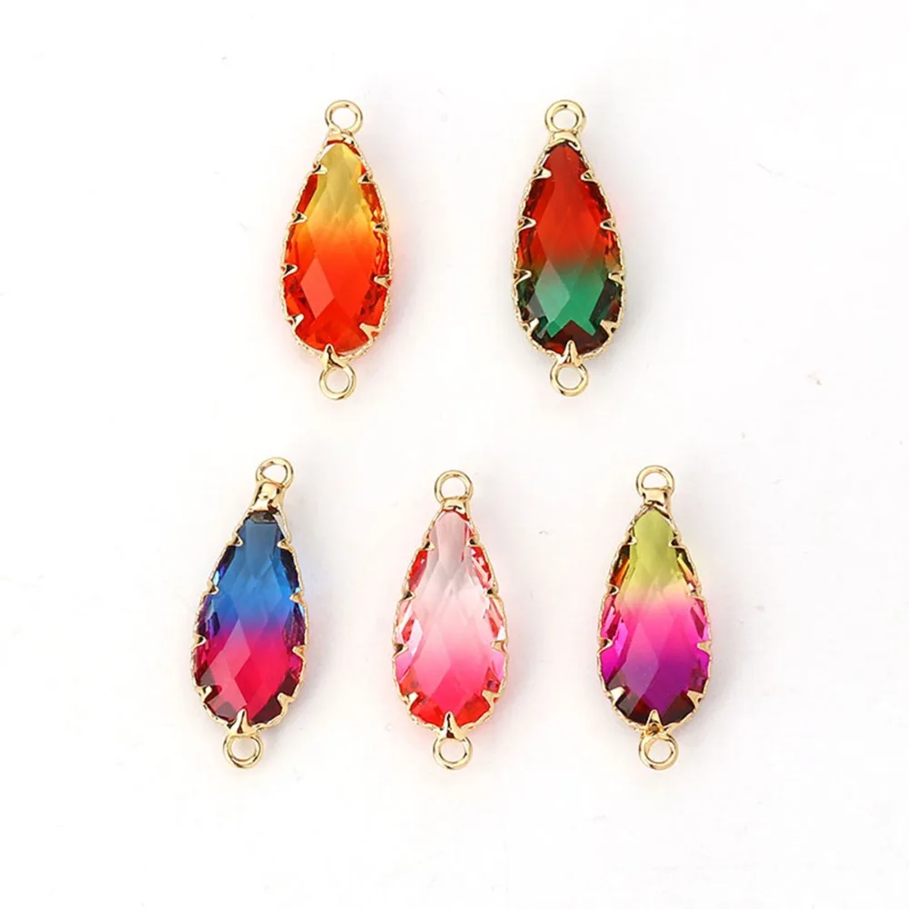 DoreenBeads медные и стеклянные соединители капли цвета золотой фуксии красочные