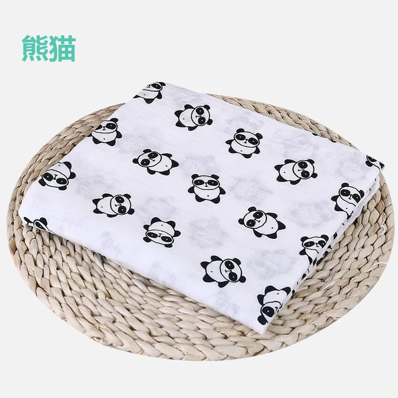 Panda 1 шт., муслин, хлопок, детские пеленки, мягкие одеяла для новорожденных, для ванной, марля, Детская накидка, спальный мешок, чехол для коляски, игровой коврик - Цвет: Panda