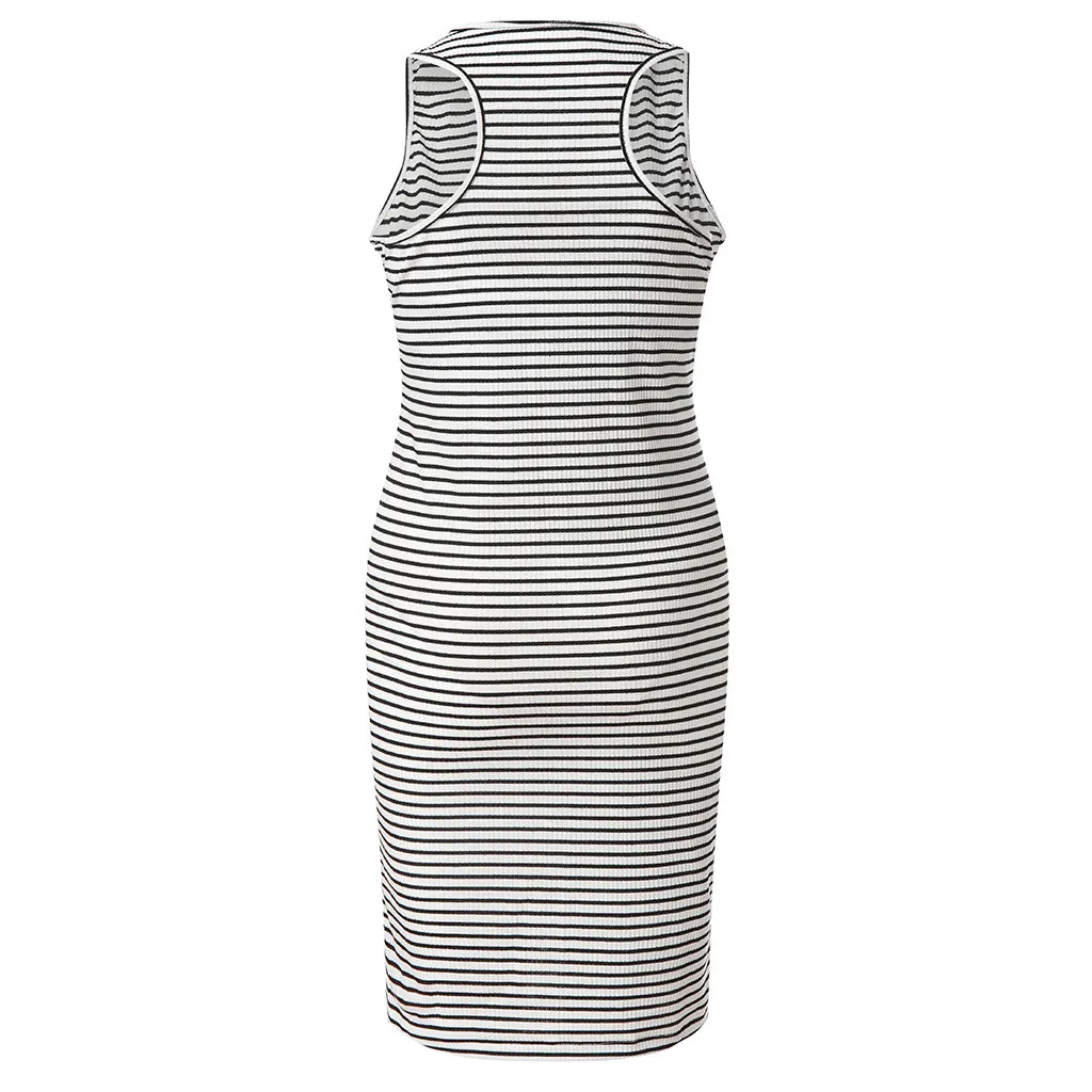 Платья для беременных SAGACE полосатые без рукавов Летние повседневные платья