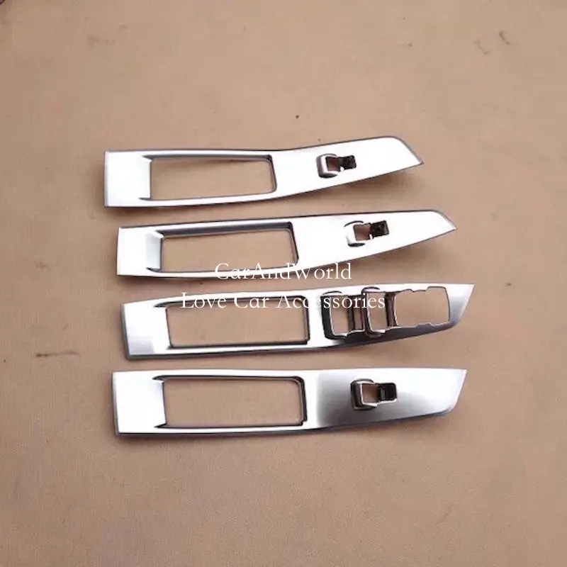 

For Ford Escort 2015 2016 2017 Glass Switch Cover Trim Door Window Button Decoration Panel chrome Stickers Car-styling Accessory