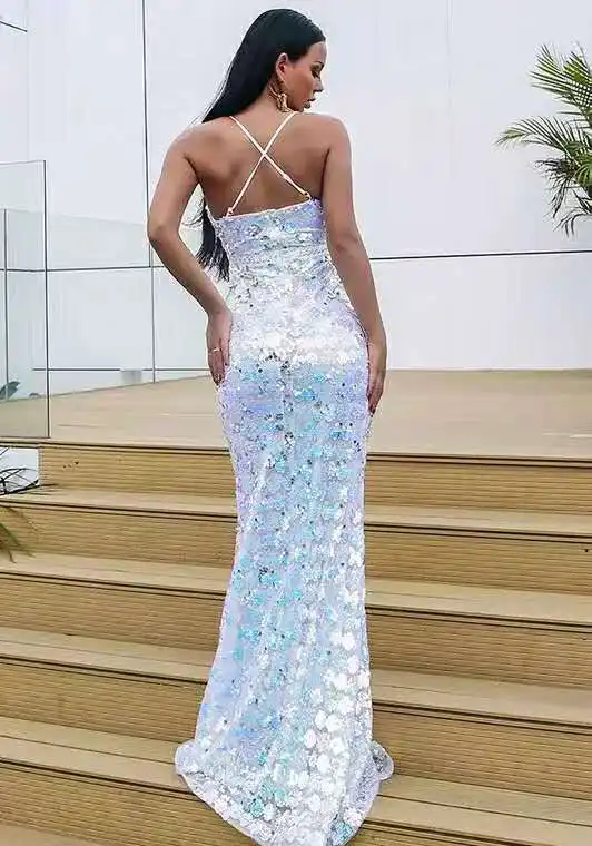 2019 New Sexy Style Backless Sequin Bodycon Evening Dress Custom Size | Свадьбы и торжества
