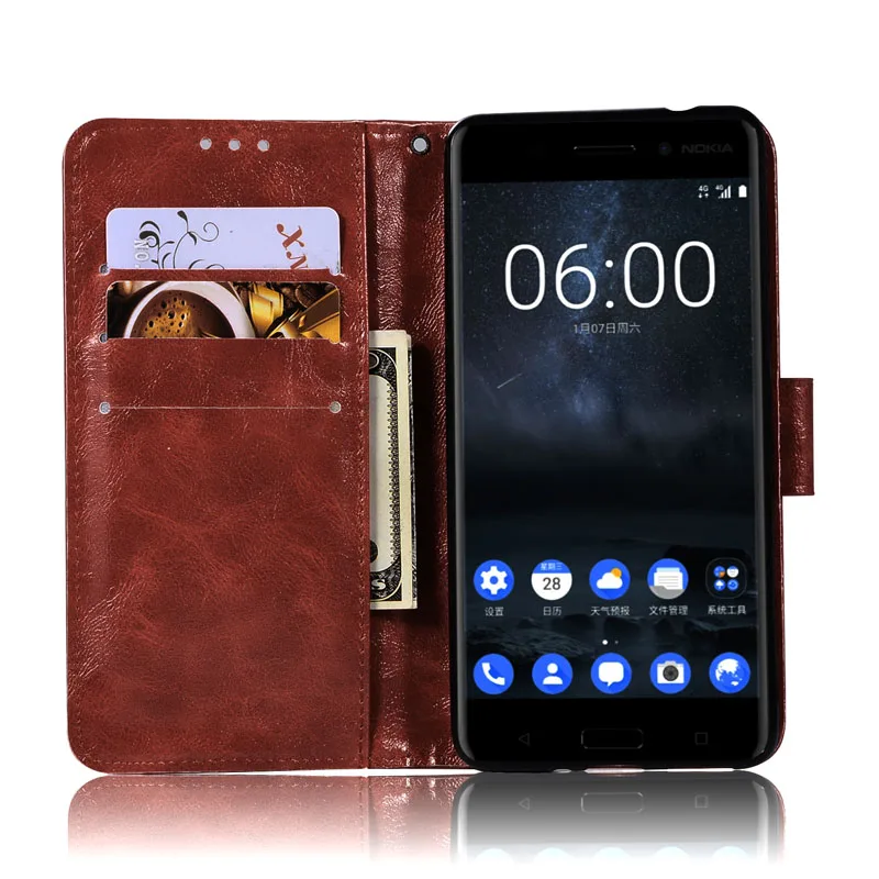 Чехол в стиле ретро для Nokia 5 чехол книжка Nokia5 бумажник с заклепками из