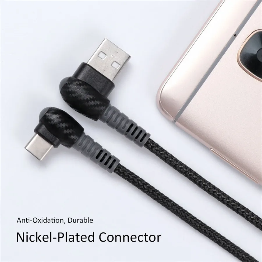 Olaudem 90 градусов USB C кабель для Macbook Pro huawei Быстрая зарядка Тип нейлоновый Плетеный 5