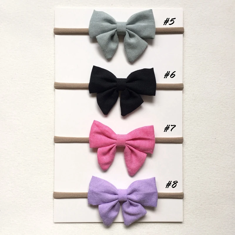 4 Pcs/lot High Quality Handmade solid Nylon Headband Bow Headbands For cute Kids Girls Hair Accessories Headwear cloth head band | Мать и