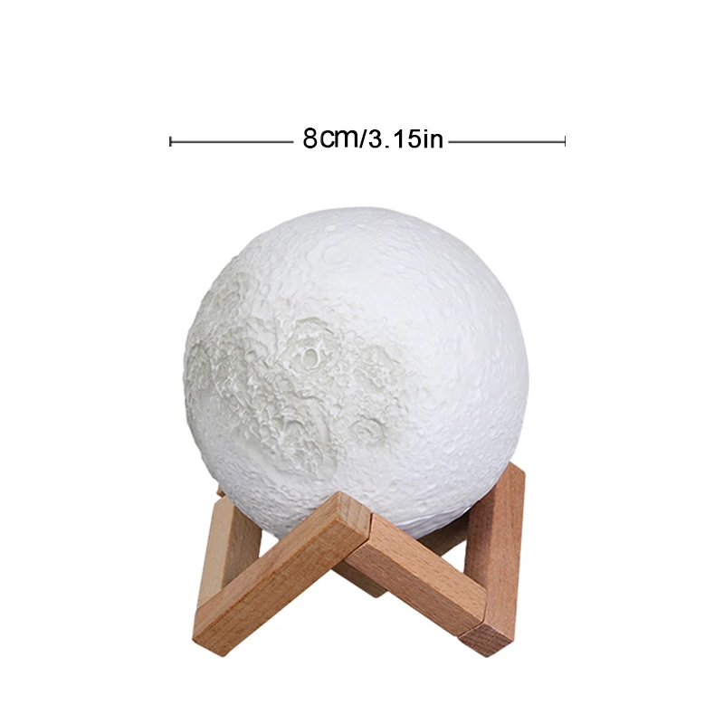 8 cm Goodland 3D печать Луны лампа светильник Перезаряжаемые 2 Цвет изменить сенсорный переключатель книжный шкаф Desklamp домашний декор Креативный светодиодный ночной Светильник - Испускаемый цвет: 8 cm