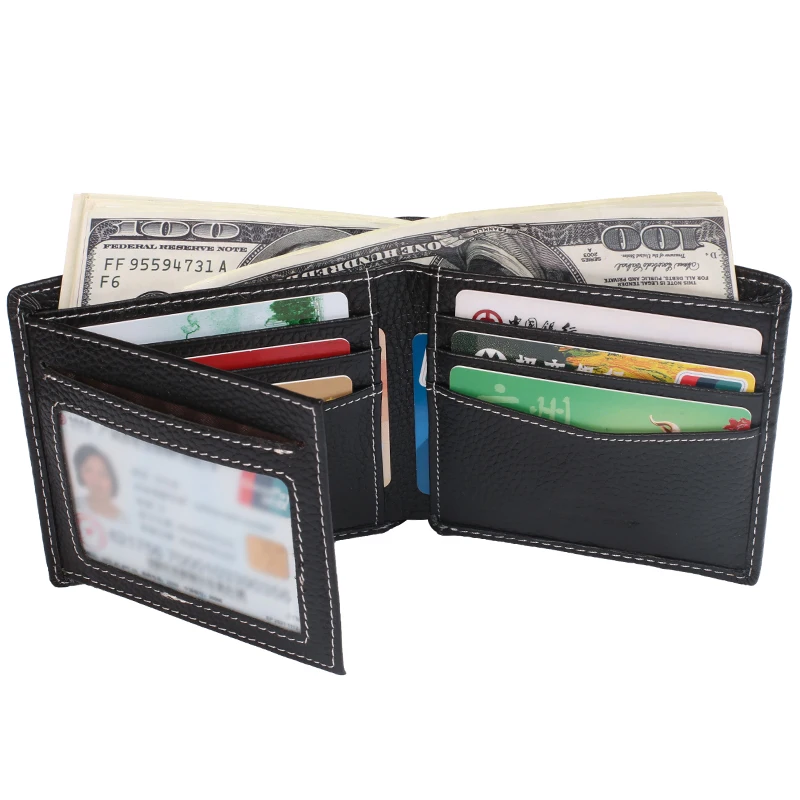 

JINBAOLAI 2018 New Men's Genuine Leather Wallet and Purses Credit Card ID Holder Wallets Short Male Coin Pocket Purse cartera