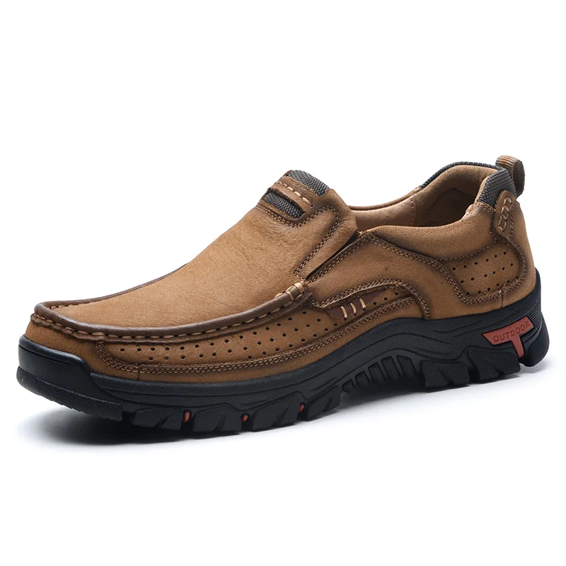 

100% Genuine Leather Shoes Men Cow Leather Casual Shoes Male Outdoor High Quality Men Flats fashion slip on Man Footwear