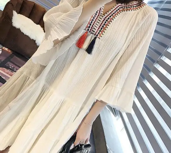 Осеннее платье для кормящих матерей 2018 белые платья с длинным рукавом нижняя