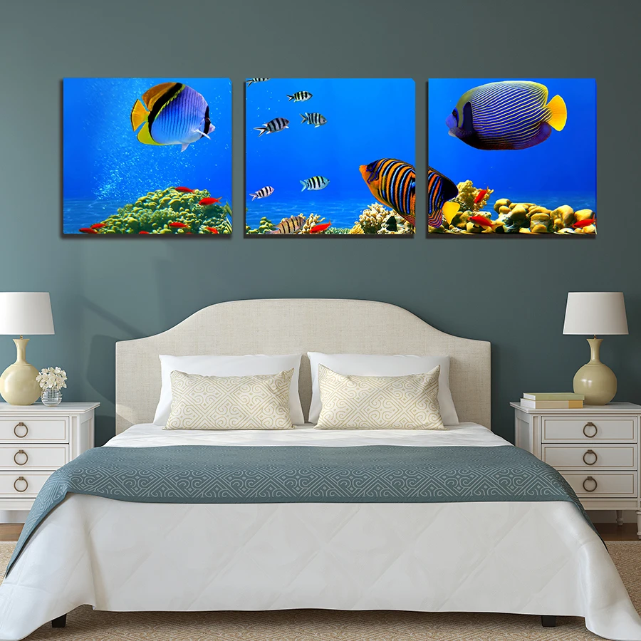 Без рамы Подводный мир Рыбы 3 предмета современные стены Краски ing Книги по