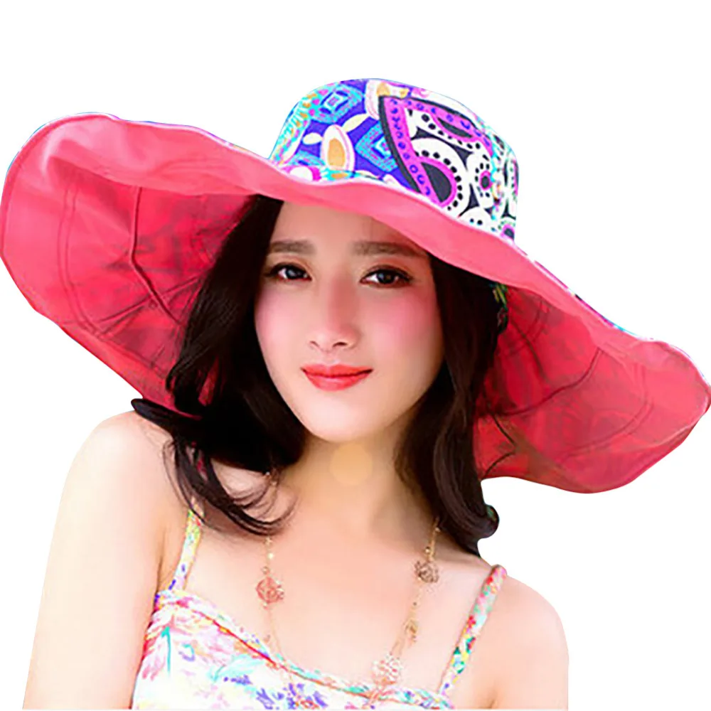 Шляпа Женская Солнцезащитная Складная с цветами модная пляжная Панама большими