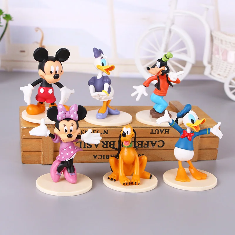 6pcs/set Mickey Mouse Cartoon Dolls for Cake Decorating Minnie Donald Duck Birthday Party Supplies Kids Gift For Children