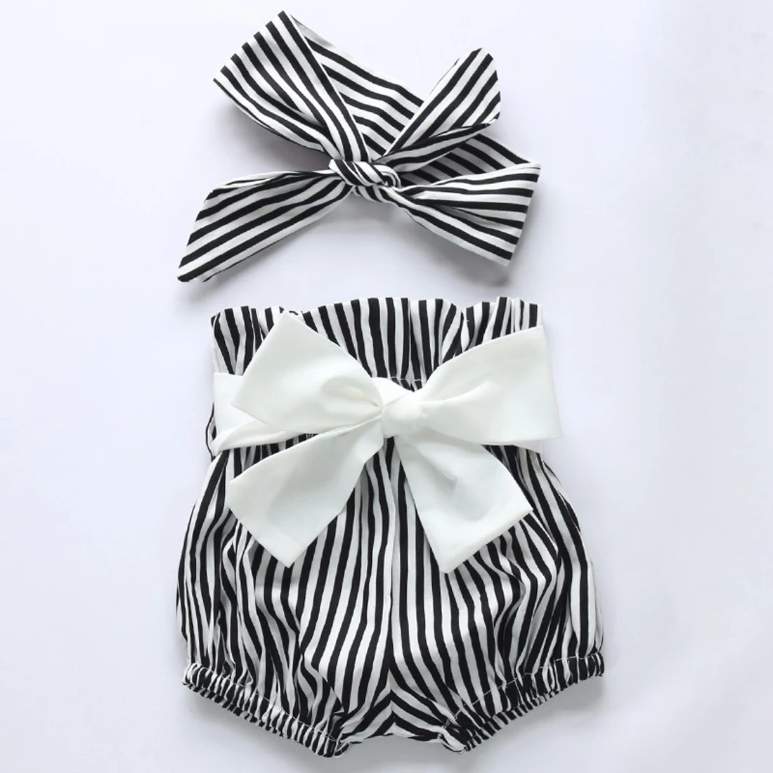 Боди без рукавов для новорожденных девочек 3 шт. топ шорты в полоску хлопковая