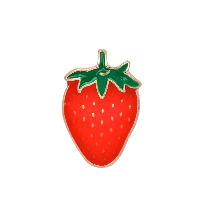 Starwberry Девушки брошка Мультфильм клубника вишня эмаль булавки Мода гриб Роза фрукты Кнопка значок для женщин куртки нагрудные булавки ювелирные изделия - Окраска металла: Starwberry