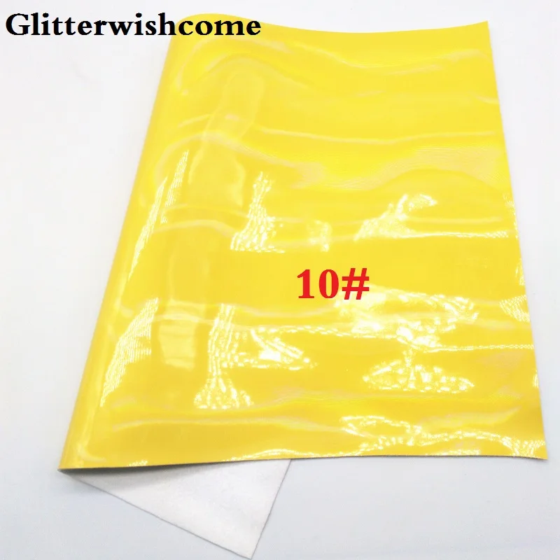 10 Glitterwishcome 21X29 см A4 размер искусственная кожа ткань Переливающаяся Гладкая лакированная кожа Fabirc кожа ткань винил для бантов, GM009A - Цвет: 10