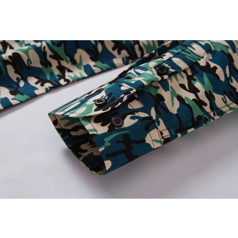 Лето 2017 г. Для мужчин камуфляж Рубашки для мальчиков с длинным рукавом боты