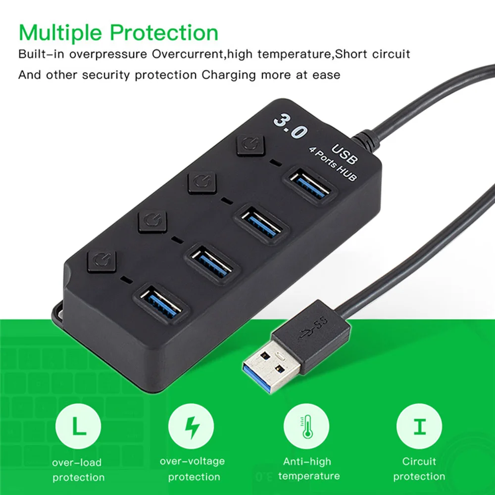 Высокоскоростной usb концентратор 3 0 разветвитель 4 порта с переключателями
