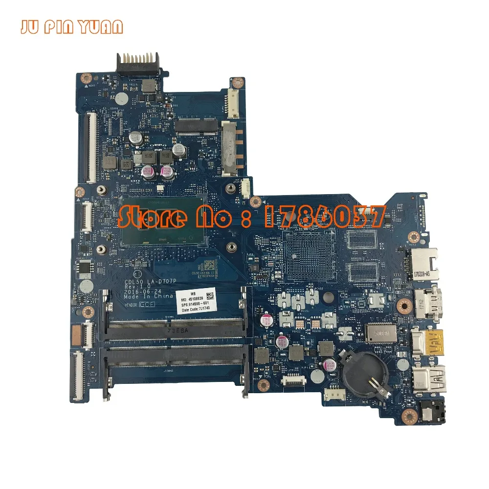 JU PIN YUAN 914598-601 914598-501 914598-001 LA-D707P для ноутбука hp 15-AY 15-AC серийная материнская плата для ноутбука с процессором i7-7500U