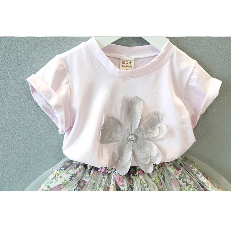 Новинка лета 2020 комплекты одежды для девочек женская футболка с дикими цветами +