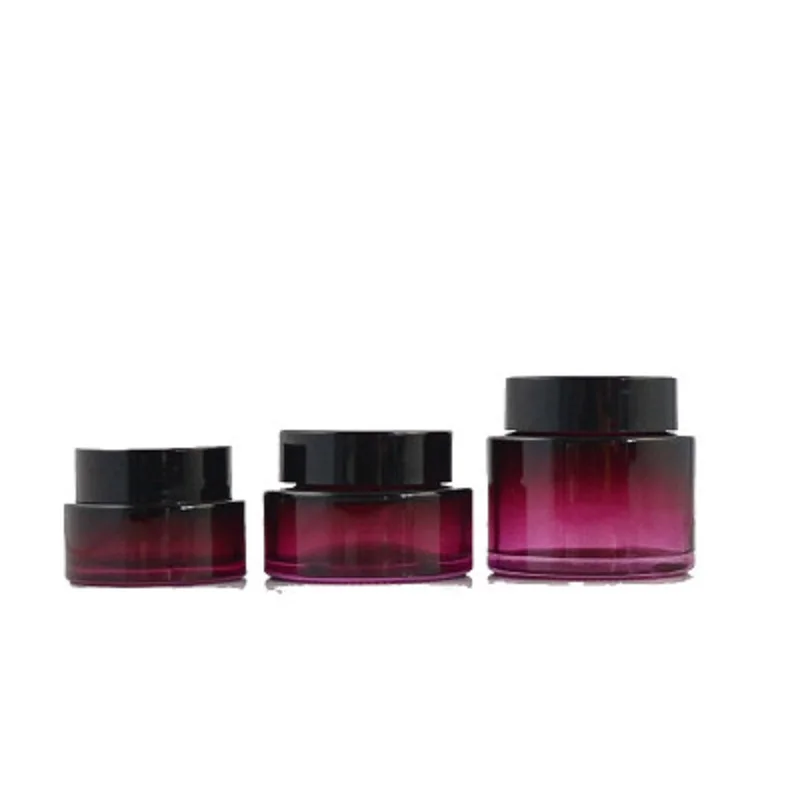 

20g Eye Cream Jar Purple Gradient Glass Bottle Black Cap Empty Refillable Packing Jar 30g Beauty Cosmetic Containers Bottles 50g